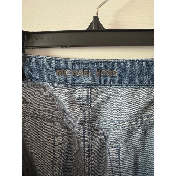 Michael Kors Denim Cargo‎ Mini Skirt Distressed Frayed Hem Women's Size 10 - Picture 5 of 9